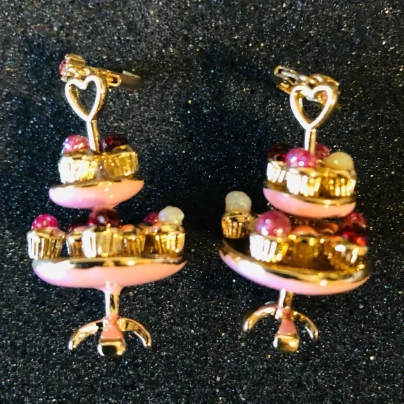 Authentic Betsey Johnson Cupcake Tree Earrings NWT - Picture 3 of 12